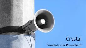  Presentation with totem pole - Presentation design enhanced with news alert - megaphone on pole outdoors background and a light blue colored foreground