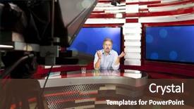  Presentation with live - Presentation design having news anchor - television anchorman at studio background and a tawny brown colored foreground