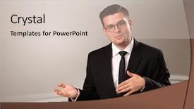  Presentation with live - Colorful slide set enhanced with news anchor - televison presenter host in live backdrop and a soft green colored foreground