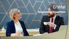  Presentation with talk - Presentation theme consisting of news anchor - tv studio staff having talk background and a gray colored foreground