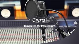  Presentation with news channel - Slide set with news channel - view of microphone in radio background and a dark gray colored foreground