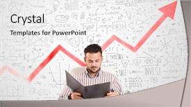  Presentation with 3d man sitting question mark - PPT layouts enhanced with news economic - business man sitting at table background and a  colored foreground