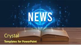  Presentation with digital book - Amazing PPT theme having news-inscription-coming-out backdrop and a tawny brown colored foreground