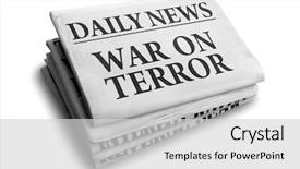  Presentation with headline - Theme consisting of news newspaper headline reading war background and a light gray colored foreground