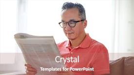  Presentation with mass media - Slide deck with news readers - leisure information people and mass background and a coral colored foreground