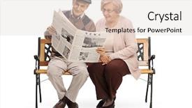  Presentation with news - Presentation consisting of news readers - seniors sitting on a bench background and a lemonade colored foreground