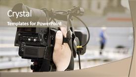  Presentation with people special needs - Presentation theme consisting of news report tv - reportage special toned focus point background and a coral colored foreground