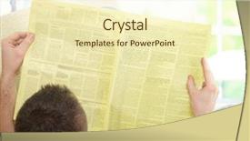  Presentation with news - Beautiful slides featuring news room - handsome man reading newspaper laying backdrop and a cream colored foreground