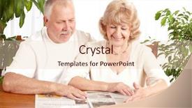  Presentation with senior couple - Cool new slides with news room - senior couple reading a magazine backdrop and a  colored foreground