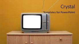  Presentation with news - Colorful theme enhanced with news room - vintage tv set with blank backdrop and a gold colored foreground