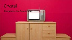  Presentation with blank - Cool new PPT theme with news room - vintage tv set with blank backdrop and a red colored foreground
