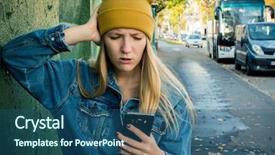  Presentation with bad news - Colorful slides enhanced with news shocked sad girl use backdrop and a ocean colored foreground