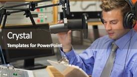  Presentation with radio news - Slide deck enhanced with news station - well dressed focused radio host background and a tawny brown colored foreground