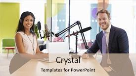  Presentation with radio news - Slide deck featuring news talk radio - female interviewer and guest background and a lemonade colored foreground