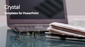  Presentation with news - PPT theme featuring news technology - image of business table background and a  colored foreground