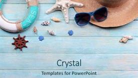  Presentation with rv travel - Colorful PPT theme enhanced with newsbackground - travel accessories on wooden background backdrop and a light blue colored foreground