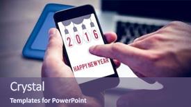  Presentation with happy new year 2022 - Amazing theme having newscroll - happy new year against cropped backdrop and a violet colored foreground