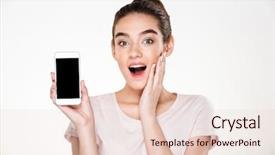  Presentation with white cctv camera on modern - Colorful presentation theme enhanced with newscroll - portrait of successful brunette female backdrop and a lemonade colored foreground