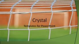  Presentation with green soccer field sport - Presentation theme consisting of newsoccer - soccer goal and field green background and a coral colored foreground