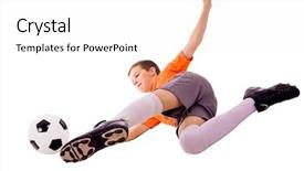  Presentation with golden ball gown - Slides featuring newsoccer - young boy with soccer ball background and a white colored foreground