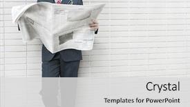  Presentation with newspaper - Amazing PPT theme having newspaper - businesswoman who confirms a document backdrop and a light gray colored foreground