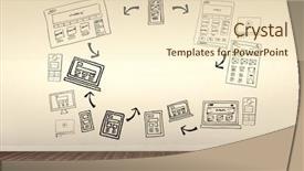  Presentation with media image - Audience pleasing PPT layouts consisting of composite image of various medium of media and technologies connected with arrow symbols against room with wooden floor backdrop and a lemonade colored foreground