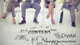  Presentation with vector - Audience pleasing PPT layouts consisting of content text amidst several vector icons against business people sitting on chairs backdrop and a light gray colored foreground