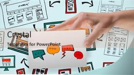  Presentation with basketball female blue - Colorful PPT theme enhanced with 3d animation newspaper - female hand showing a card backdrop and a sky blue colored foreground