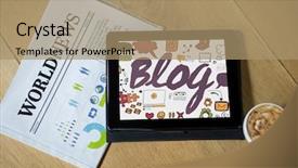  Presentation with web - Audience pleasing presentation theme consisting of a tablet with web backdrop and a coral colored foreground