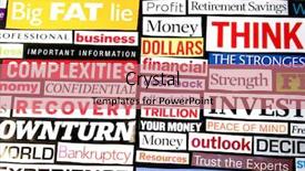  Presentation with newspaper headlines - Slide set enhanced with newspaper and magazine headlines detailing background and a  colored foreground