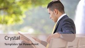  Presentation with pleasure of reading - Cool new presentation theme with newspaper at the city park backdrop and a coral colored foreground