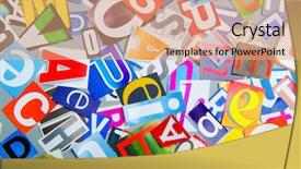  Presentation with various town newspaper headline - Presentation theme enhanced with newspaper clippings with various letters background and a coral colored foreground