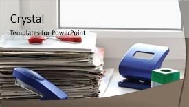  Presentation with office newspaper - PPT theme enhanced with newspaper clips - office working place background and a white colored foreground