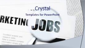  Presentation with distribution - Slide deck enhanced with newspaper distribution - paper sheet with word jobs background and a sky blue colored foreground