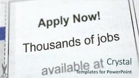  Presentation with hiring - Presentation theme with newspaper employment ad - apply now background and a sky blue colored foreground