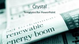  Presentation with newspaper headline - Colorful PPT theme enhanced with newspaper headline reading renewable energy backdrop and a sky blue colored foreground