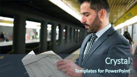  Presentation with station - Theme having newspaper in a subway station background and a  colored foreground