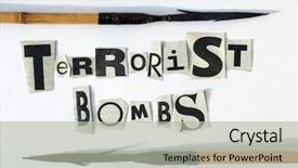  Presentation with arrows - Amazing PPT theme having newspaper letter cutouts with arrows backdrop and a  colored foreground