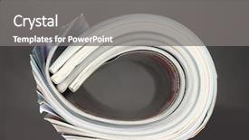  Presentation with magazines - PPT layouts consisting of newspaper page - rolled up magazines on gray background and a  colored foreground