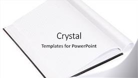  Presentation with notebook - Presentation design consisting of newspaper page layout - open notebook isolated on white background and a white colored foreground