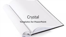  Presentation with notebook - Audience pleasing slide set consisting of newspaper page layout - open notebook isolated on white backdrop and a sky blue colored foreground