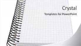  Presentation with open spiral notebook - Colorful presentation theme enhanced with newspaper page layout - open notebook isolated on white backdrop and a white colored foreground