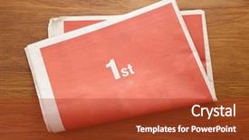  Presentation with first - Presentation theme consisting of newspaper with red background printed background and a red colored foreground