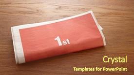  Presentation with first - Colorful presentation theme enhanced with journal template - newspaper with red background printed backdrop and a tawny brown colored foreground