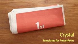  Presentation with first - Presentation theme featuring journal template - newspaper with red background printed background and a tawny brown colored foreground