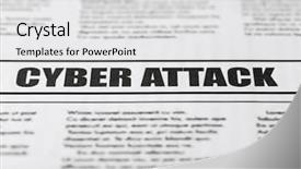  Presentation with cyber attack - Theme enhanced with newspaper with text cyber attack background and a light gray colored foreground