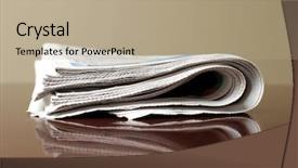  Presentation with newspaper - Cool new presentation theme with newspapers latest - newspaper piled on reflective desk backdrop and a mint green colored foreground