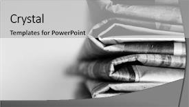  Presentation with newspapers - Colorful presentation theme enhanced with newsprint - closeup of newspapers on plain backdrop and a light gray colored foreground