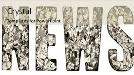  Presentation with news - Amazing slide set having newsprint - word news made up backdrop and a soft green colored foreground