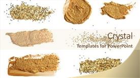  Presentation with stroke - Audience pleasing slides consisting of abstract acrylic gold brush stroke isolated on white collection backdrop and a cream colored foreground